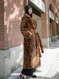 Plus Size Faux fur Leopard-Print Rabbit Fur Extra-Long Coat HHMY-PO1022