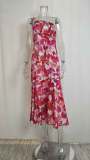 Plus Size Slash Neck Print Sling Fishtail Dress GHHE-23172