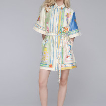 Plus Size Short Sleeve Color Block Mini Dress GHHE-29130