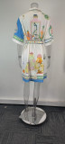 Plus Size Short Sleeve Color Block Mini Dress GHHE-29130