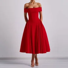 Plus Size One Shoulder Solid Color Maxi Dress GHHE-29261