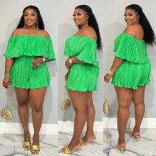 Off Shoulder Press Pleated Romper YNSF-1895