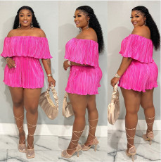 Off Shoulder Press Pleated Romper YNSF-1895