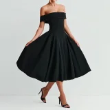 Plus Size One Shoulder Solid Color Maxi Dress GHHE-29261