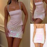 Pink Floral Sequin Mini Skirt GOLB-SU4260
