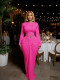 Long Sleeve Ruched Solid Two Piece Skirts Set SFY-828