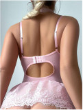 Sexy Lace Patchwork Sling Mini Dress(Without Socks) YQ-T020