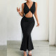 Sleeveless V Neck Slim Fishtail Dress YMYF-9552