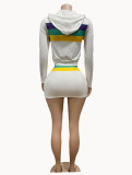 Long Sleeve Print Hooded Jackets Two Piece Skirts Set GFCF-1439