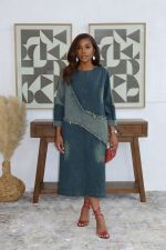 Contrast-Color Patchwork Loose Denim Midi Dress GYLN-0607