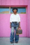 Plus Size Retro Faux Two-piece Micro Flared Jeans GYLN-4899