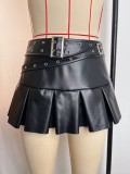 Sexy Pleated PU Leather MIni Skirt GPBY-SK765