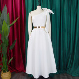 Plus Size Slash Shoulder Bow Maxi Dress GCZF-8613