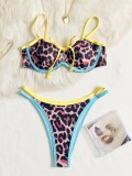 Leopard Color Block Bikinis 2 Piece Swimsuit CASF-6766