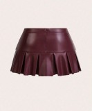 Sexy Pleated PU Leather MIni Skirt GPBY-SK765