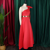 Plus Size Slash Shoulder Bow Maxi Dress GCZF-8613