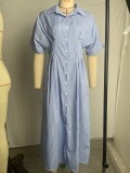 Short Sleeve Stripe Shirt Dress GPBY-DR9921