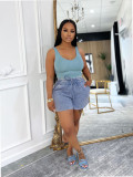 Solid Color Sleeveless Tank Top Shorts Set SFY-727