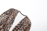 Leopard Print Deep V Neck Split Maxi Dress XEF-K25D76878