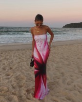 Off Shoulder Print Maxi Dress GPBY-16343