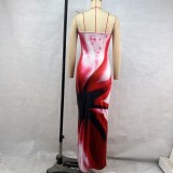 Off Shoulder Print Maxi Dress GPBY-16343