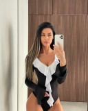 V Neck Ruffles Flare Sleeve Bodysuit GPBY-SH812
