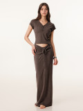 V Neck Short Sleeve Tops Long Skirts 2 Piece Set GZJF-1420