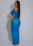 Mesh Ruched Off Shoulder Maxi Dress GTYZ-7555