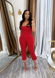 Backless Tie Up Halterneck Tank Tops Pants Suit GTYZ-7542