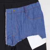 Denim Patchwork Short Sleeve Two Piece Shorts Set GTYZ-7552