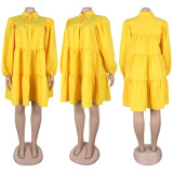Plus Size Long Sleeve Solid Color Shirt Dress GTYZ-7474
