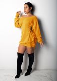 Solid Color Long Sleeve Bandage Dress GTYZ-7031