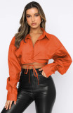 Long Sleeve Cardigan Tie Up Shirt SSNF-211046