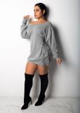 Solid Color Long Sleeve Bandage Dress GTYZ-7031