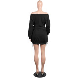 Solid Color Long Sleeve Bandage Dress GTYZ-7031