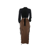 Long Sleeve Tie Up Tassel Two Piece Pants Set ZDF-31302
