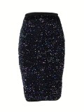 Fashion Sequin Slim Half Body Skirts ZDF-31388