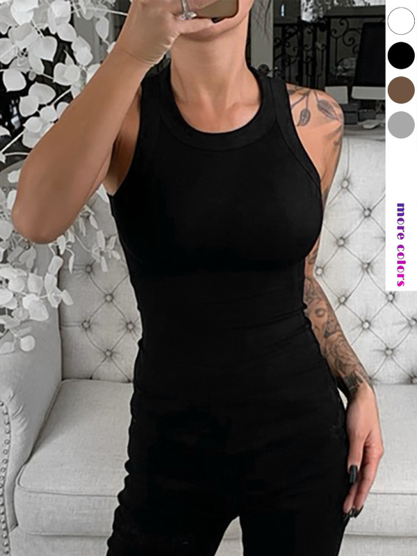 Solid Color Sleeveless Tank Tops ZDF-31702