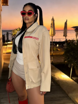 Fashion Letter Print Trench Coat GFCF-1260