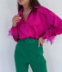 Feather Long Sleeve Solid Shirt SHD-9957