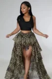 Plus Size Print Press Pleated Long Skirt GHXF-HX085