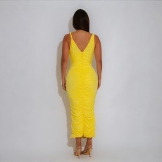 Solid Color Sleeveless Sling Maxi Dress CYA-902006