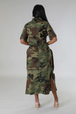 Plus Size Camouflage Print Zipper Long Skirt GHXF-HX0297