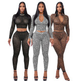 Long Sleeve Zipper Tight Two Piece Pants Set SFY-831