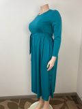 Plus Size Solid Color Tie Up Maxi Dress GAWE-6284