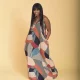 Plus Size Print Loose V Neck Sling Maxi Dress GAWE-5424