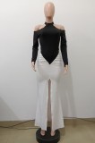 Contrast Color Ruched Split Maxi Dress QODY-6073