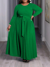 Plus Size Solid Color Tie Up Maxi Dress GAWE-6284
