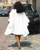 Plus Size Solid Color Loose Bat Sleeve Mini Dress QYMF-D3022