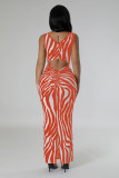 Zebra-Print Sleeveless Maxi Dress QYMF-3146